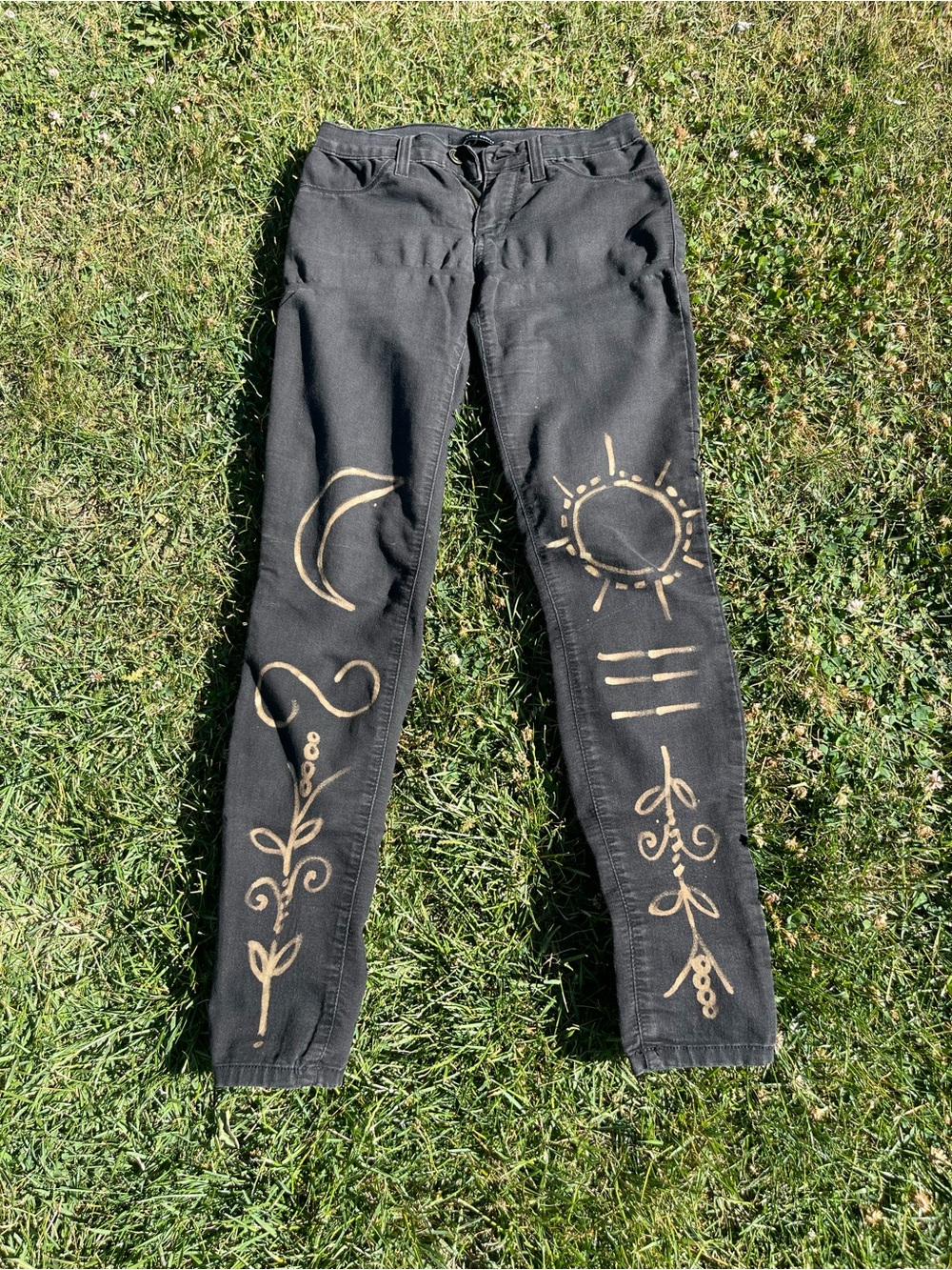 Flying Monkey Black Mid-Rise Skinny Jeans Custom Bleached
